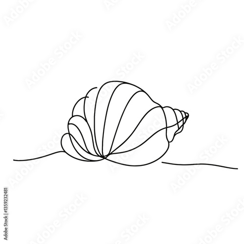 Linear Shell Illustration in Black and White Design  