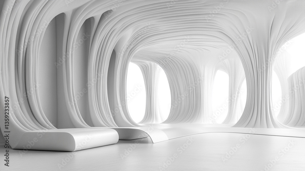 Obraz premium Bright and Spacious Empty Room with Natural Light, blank wall mockup in interior design living room, minimalistic scandinavian style interior,
