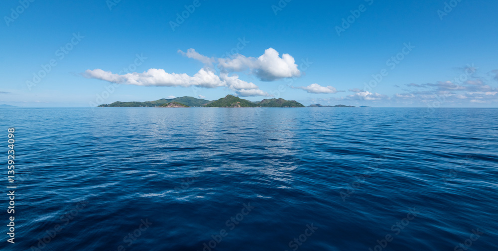 Seascape with La Digue Island in the Background, Indian Ocean, Seychelles