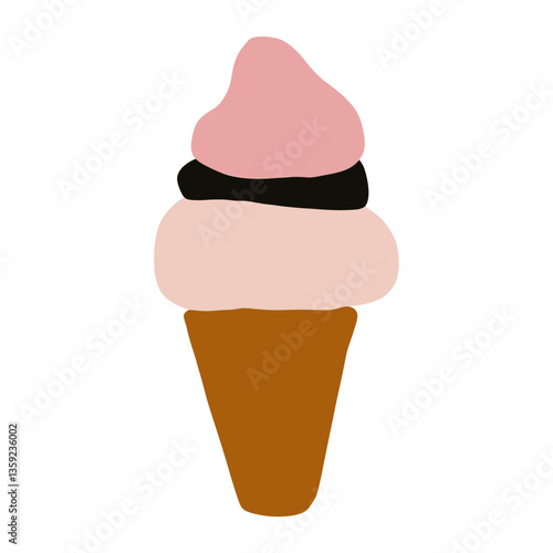 Icecream cone illustration colorful dessert vector