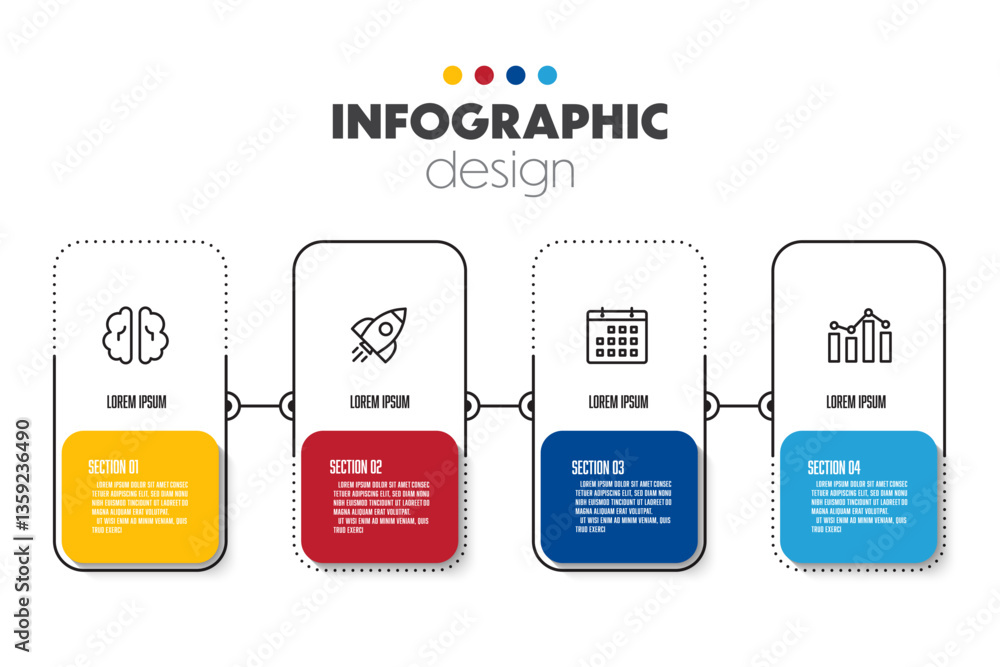 Obraz premium Timeline presentation infographic template with concept business icon 4 option square shape.