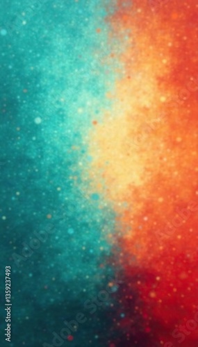 Blurred gradient abstract background in blue, teal, red, beige, and orange with grainy noise texture,  teal,  abstract