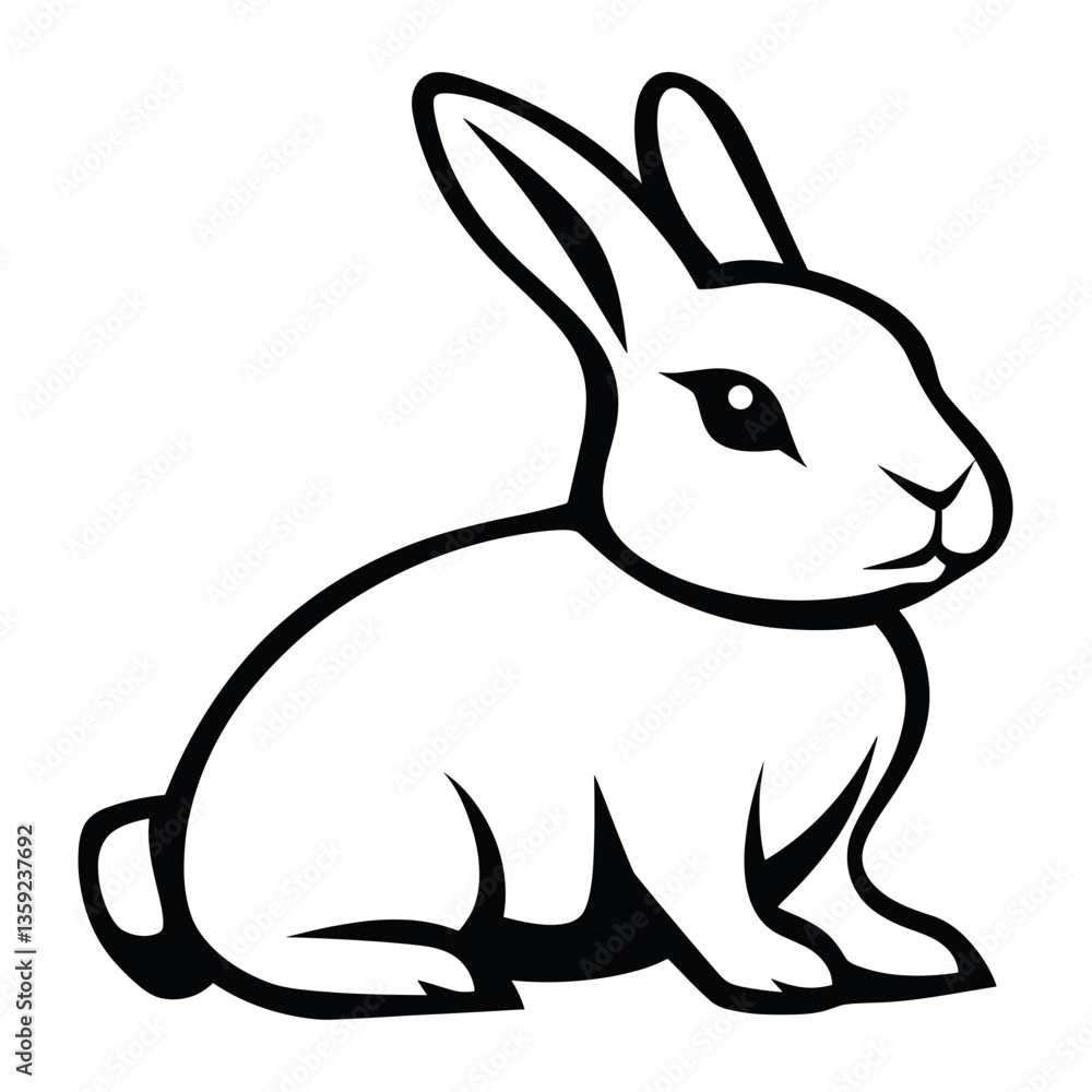 Simple rabbit logo linear illustration animal design vector Simple rabbit logo linear illustration animal design vector