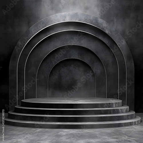 Dark Abstract Circular Platform Background