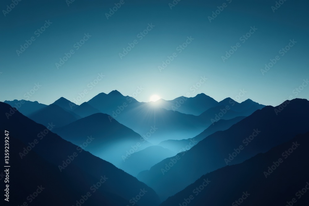 Obraz premium Blue mountain range sunrise