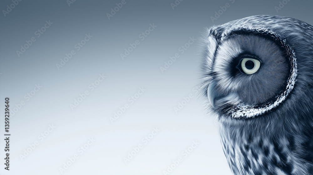 Obraz premium Close-Up Profile Portrait of a Wild Nocturnal Owl.