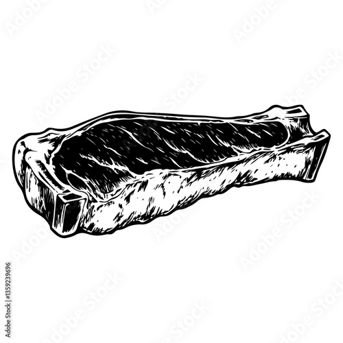 Simple beef meat linear art illustration drawing vector