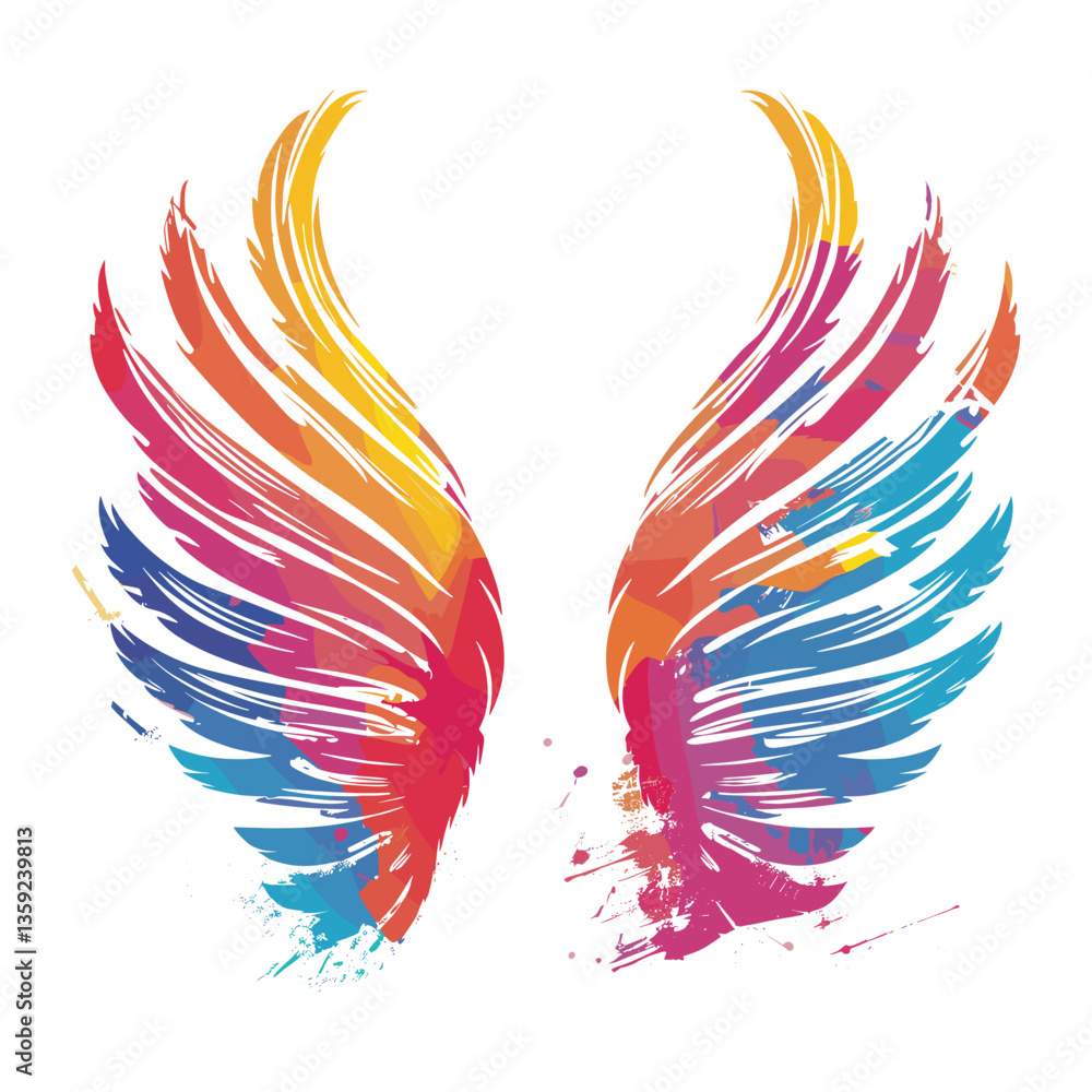 Angel wings shape illustration colorful art vector