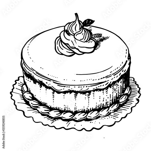 Cake dessert sketch white vector