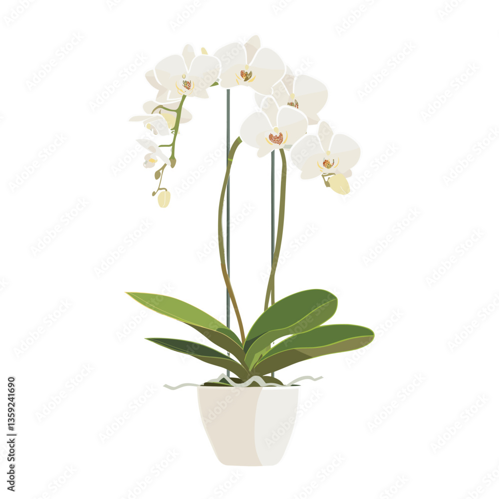 Potted plant Phalaenopsis orchids illustration flower potted vector