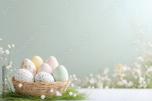A basket of colorful Easter eggs	
