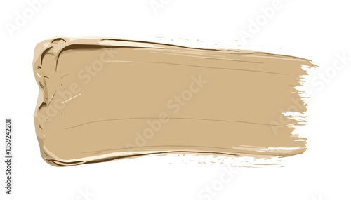 Creamy beige paint stroke on a white background  