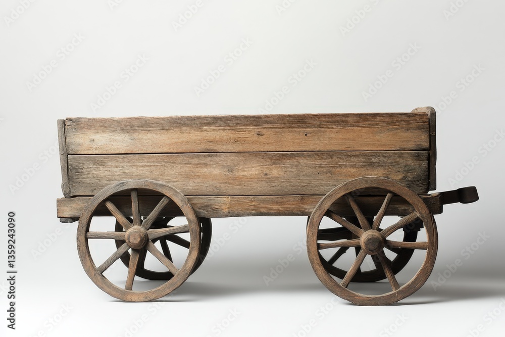 Obraz premium An old wooden wagon with large spoked wheels for transport
