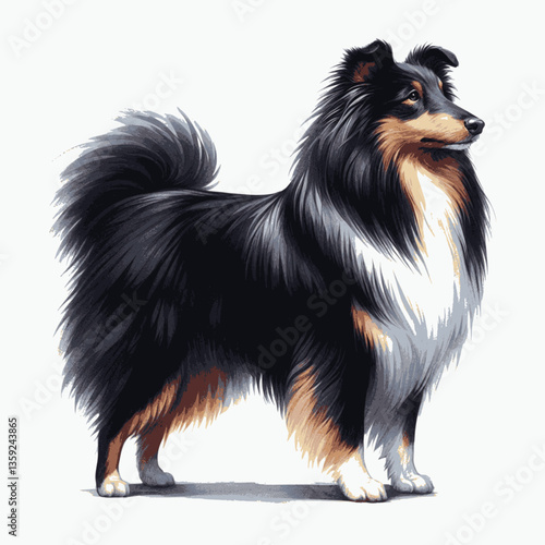 Sheltie dog isolated watercolor vector illustration svg