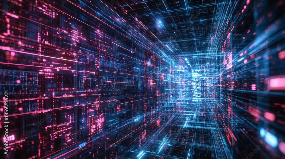 Artificial intelligence and big data processing. Core of central processing unit in a cyberspace computer circuit. Quantum Technologies and Global Database. Realistic 3D illustration Artificial intelligence and big data processing. Core of central processing unit in a cyberspace computer circuit. Quantum Technologies and Global Database. Realistic 3D illustration