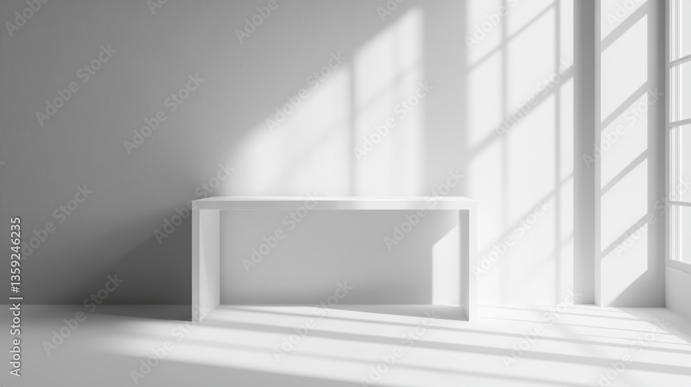 Fototapeta premium minimalist white table display in bright room
