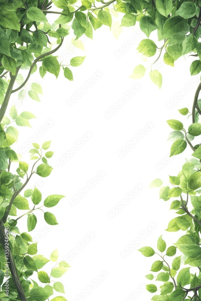 Fototapeta premium Lush green leaves frame