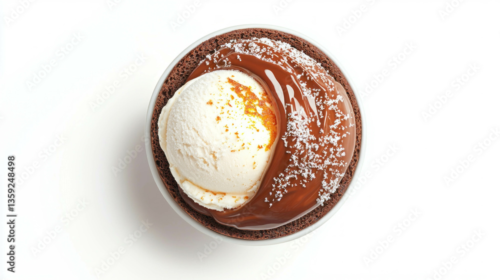 Decadent chocolate lava cake with ice cream on white background – perfect for dessert lovers and culinary creations Decadent chocolate lava cake with ice cream on white background – perfect for dessert lovers and culinary creations