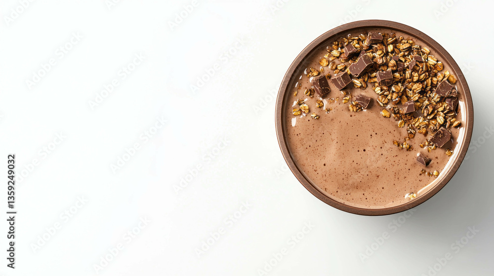 Delicious chocolate smoothie bowl with granola topping for breakfast inspiration Delicious chocolate smoothie bowl with granola topping for breakfast inspiration