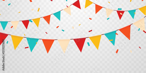 Colorful party flags background vector illustration for celebration.