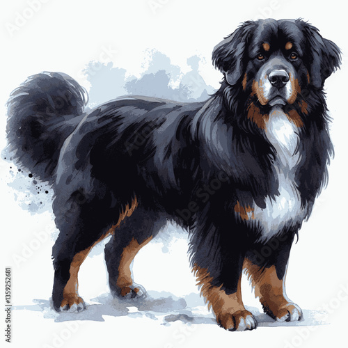 Bernese dog isolated watercolor vector illustration svg