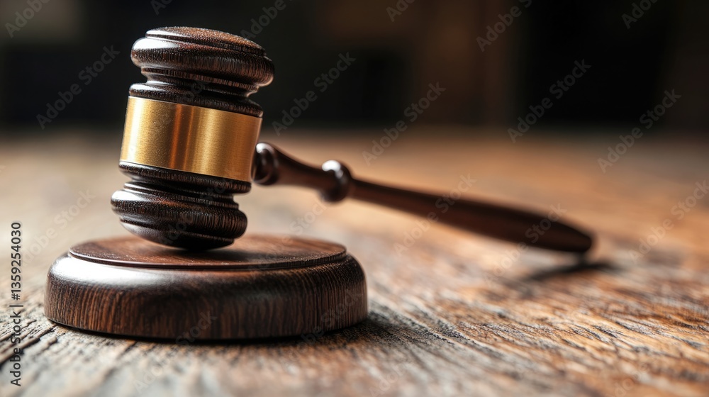 Gavel on Wooden Surface: Symbol of Justice and Law Gavel on Wooden Surface: Symbol of Justice and Law