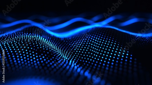 Abstract Blue Particle Wave Background