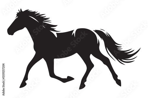 Majestic Running Horse Silhouette Illustration for Equestrian Enthusiasts and Designers