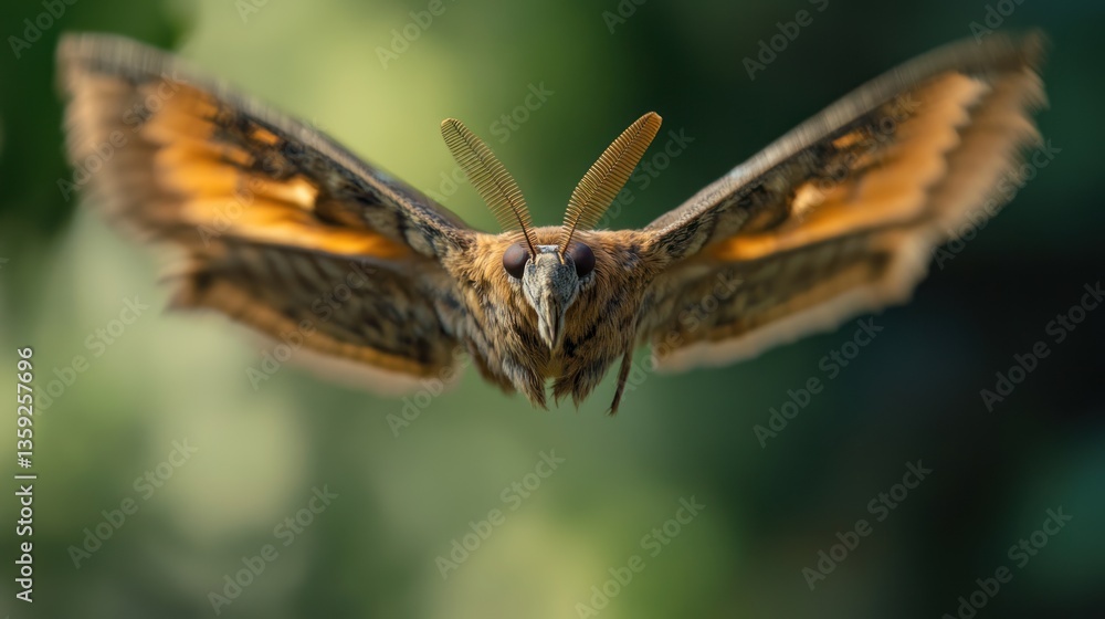 Fototapeta premium Close-up of a Moth in Flight