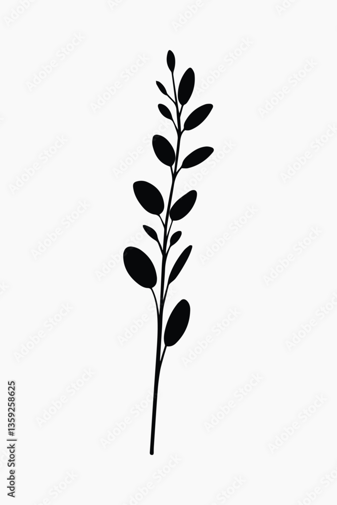 Fototapeta premium Minimalist black silhouette plant vector