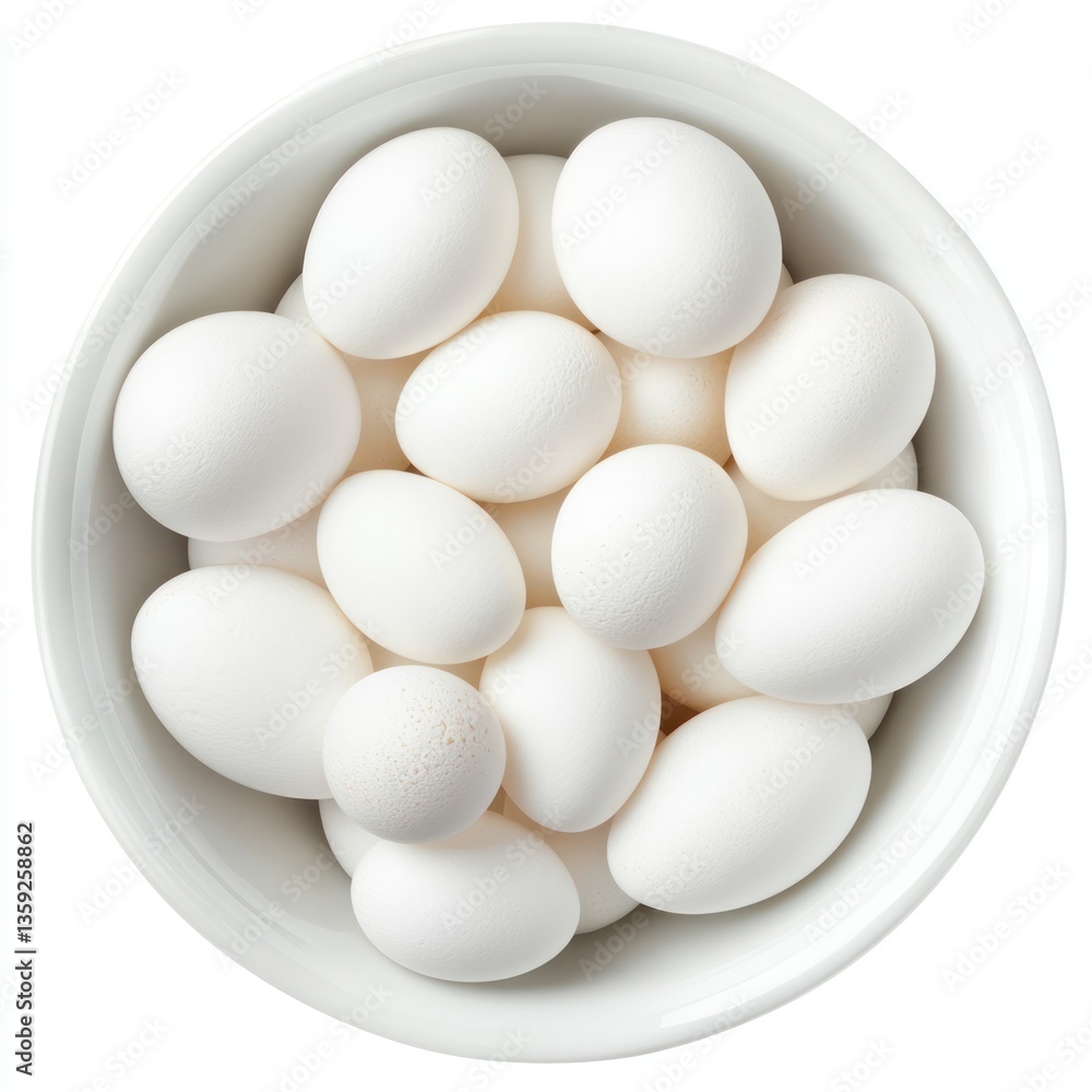 White eggs in a white bowl White eggs in a white bowl