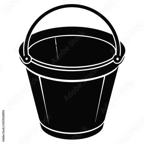 Metal bucket silhouette with paint on a white background