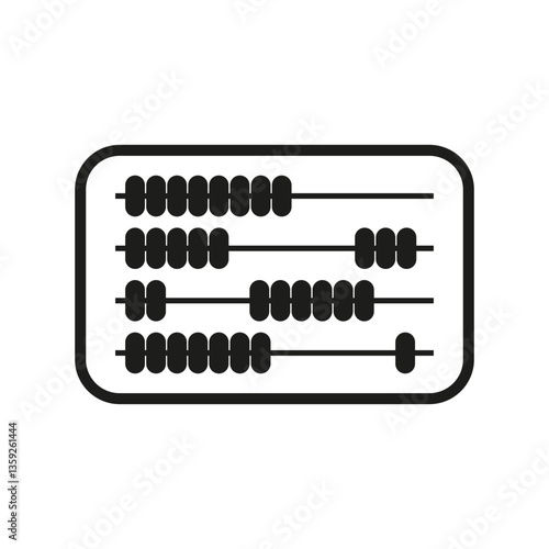Traditional abacus icon. Calculation tool vector. Black frame design. Educational concept.