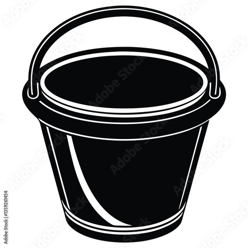 Metal bucket silhouette with paint on a white background