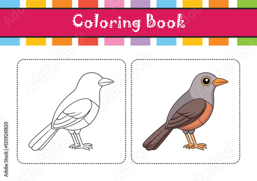  Detailed Illustration of African Thrush Bird