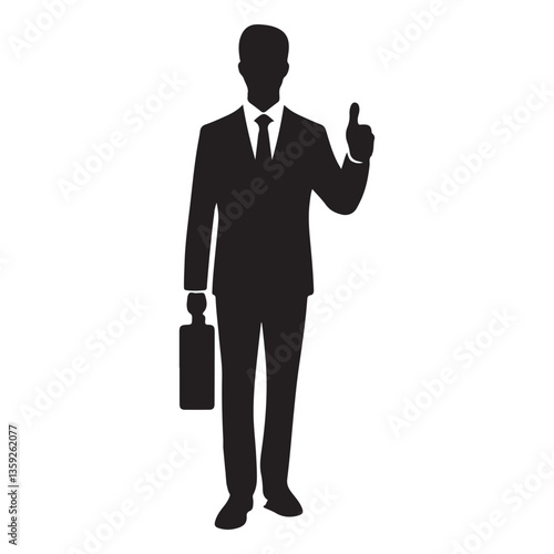 Professional businessman silhouette vector illustration for success and achievement