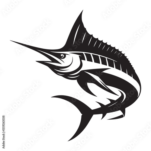 Dynamic Marlin Fish Silhouette Vector Image for Sport and Graphic Designs