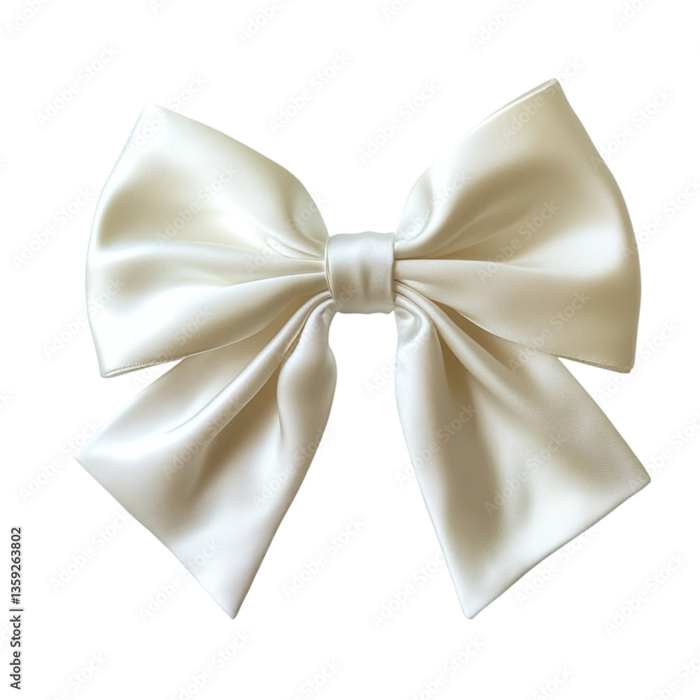 Elegant off-white satin bow isolated on white background, Elegant off-white satin bow isolated on white background,