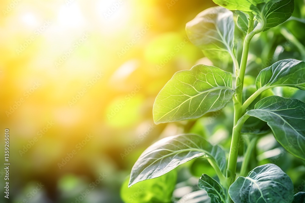 Obraz premium Vibrant Green Leaves Sunlight Nature Closeup