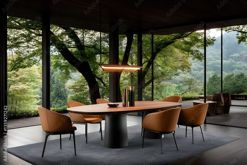 Fototapeta premium Modern Dining Room, Mountain View