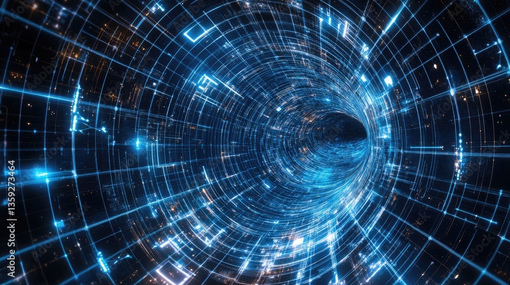 Fototapeta premium Digital Tunnel: A Journey Through Cyberspace