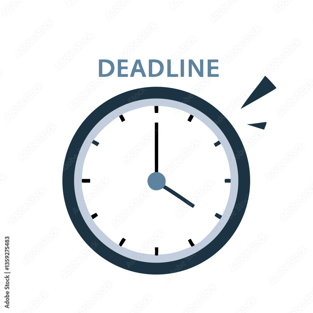 Minimalist deadline clock icon in blue business style Minimalist deadline clock icon in blue business style