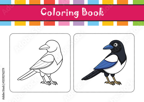  Dynamic Black-Billed Magpie Bird Artwork