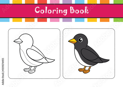  Elegant Black-Breasted Thrush Bird Artwork