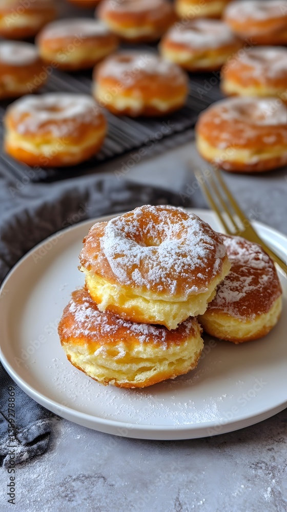 Delicious Homemade Donuts with Powdered Sugar Delicious Homemade Donuts with Powdered Sugar