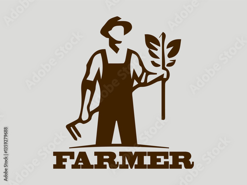Wallpaper Mural Silhouette of a farmer holding wheat against a farm landscape with sunburst, illustrated farmer portrait with cow silhouette, stylized illustration of  farmers with tools in a field and logo vector Torontodigital.ca