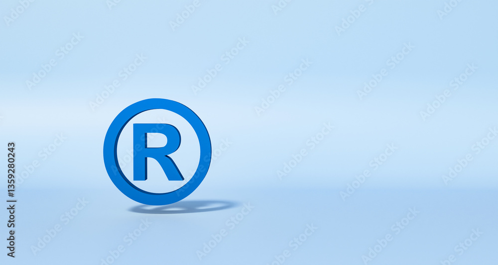 Fototapeta premium Registered sign. Symbol, 3D sign, icon. label, logo, reigstration form, intellectual property, warning sign. 3D illsutration