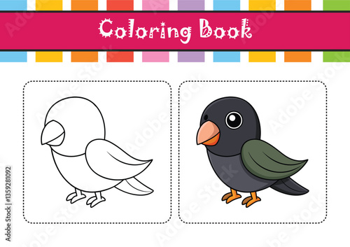  Vibrant Black-winged Lovebird Bird Detailed Illustration