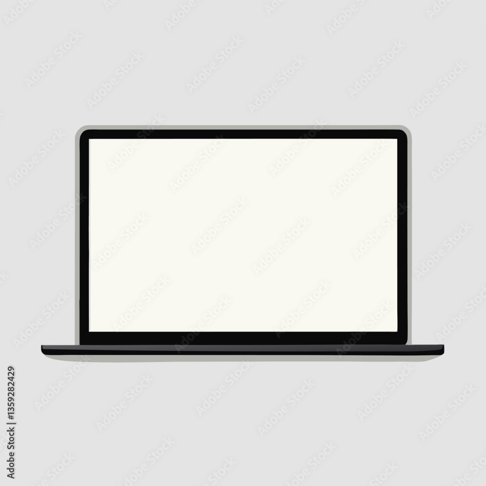 Realistic Laptop vector art mockup with blank white display on white background Realistic Laptop vector art mockup with blank white display on white background