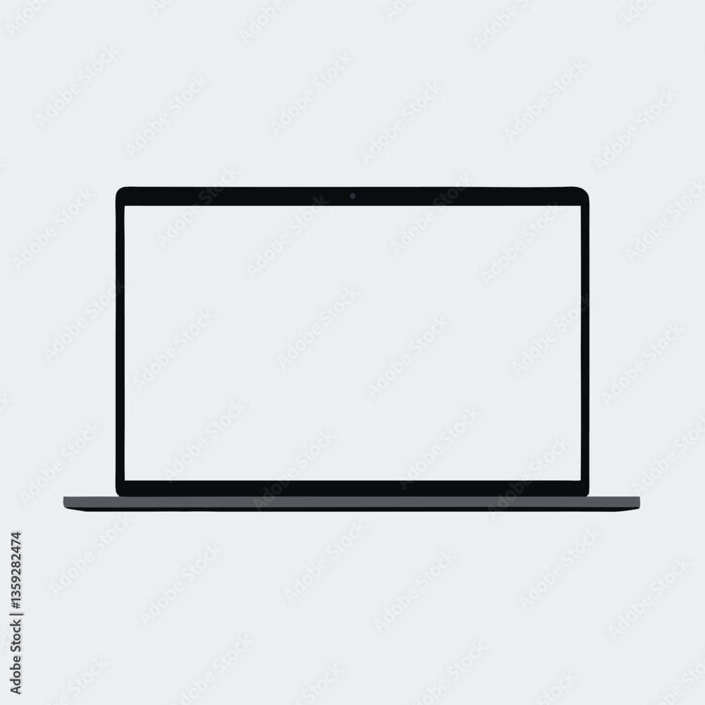 Realistic Laptop vector art mockup with blank white display on white background Realistic Laptop vector art mockup with blank white display on white background